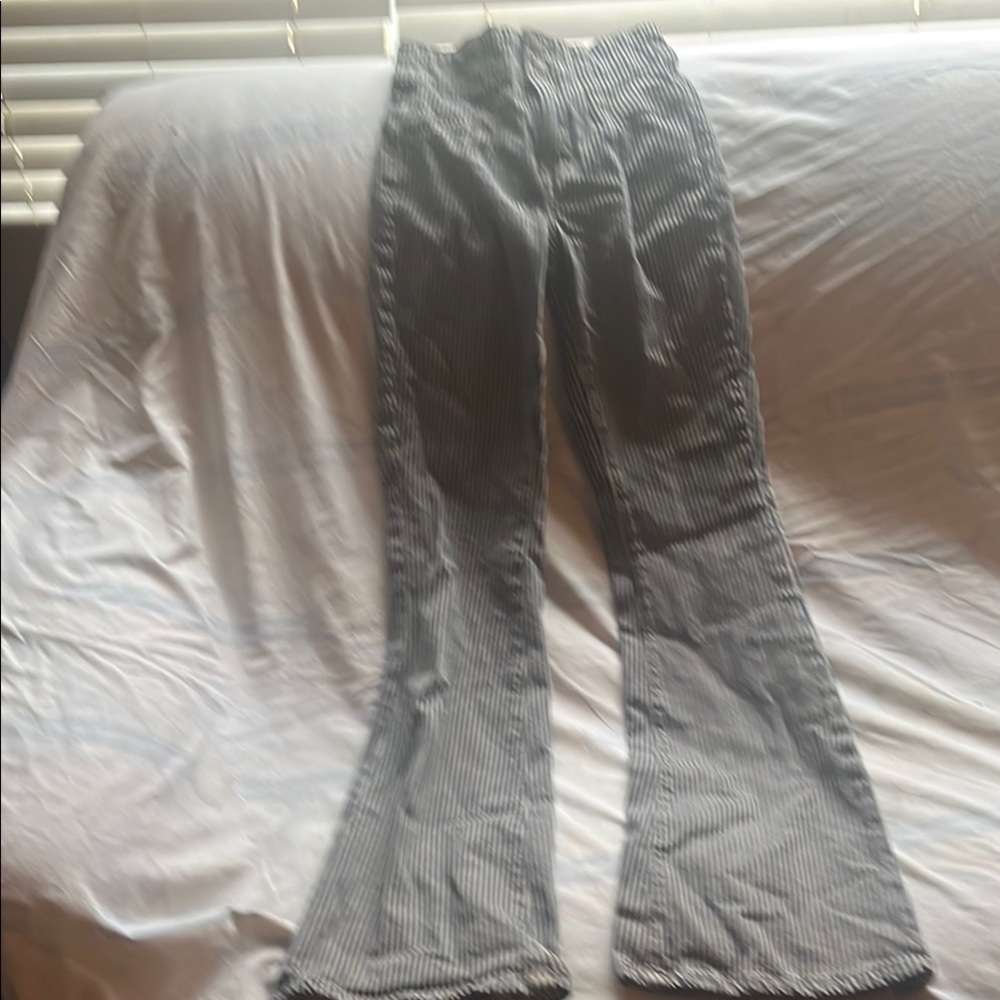 Free People Black and White Flare Jeans